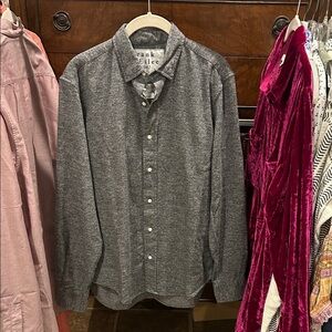 Frank & Eileen Men's Finbar Dark Heather Gray Cotton Button Down XXS